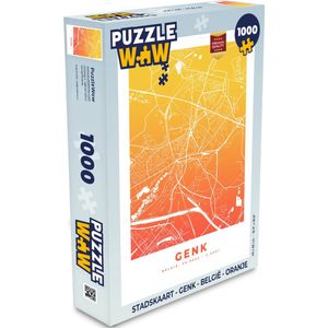 Puzzel Stadskaart - Genk - België - Oranje - Legpuzzel - Puzzel 1000 stukjes volwassenen - Plattegrond