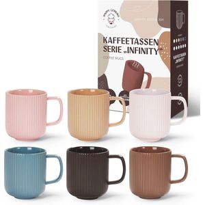 Moderne Koffiekopjes Set van 6 - 360 ml Keramische Mokken in Aardkleuren