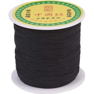 Zijdeachtig zwart gevlochten nylon draad - 0,5 mm - ideaal voor macramé en vriendschapsarmbanden