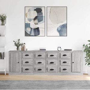 The Living Store Klassieke dressoirs - Grijs Sonoma eiken - 70 x 35.5 x 67.5 cm - Duurzaam materiaal