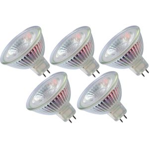 Trango Set van 5 LED-lampen MR16-NT3*5 met MR16 fitting ter vervanging van conventionele halogeenlampen MR16 I GU5.3 I G4 12 Volt 3000K warm witte gloeilamp, reflectorlamp, LED-lampen