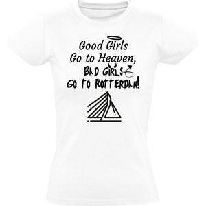 Good girls go to heaven, bad girls go to Rotterdam dames t-shirt | 010 | Wit