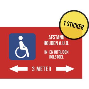 Pictogram/ sticker | ""Afstand houden a.u.b. - In- en uitrijden rolstoel - 3 meter"" | 25 x 15 cm | Gehandicapt | Invalide | Rolstoelgebruiker | Rolstoelvriendelijk | Nederlands | Invaliditeit | Autosticker | 1 stuk