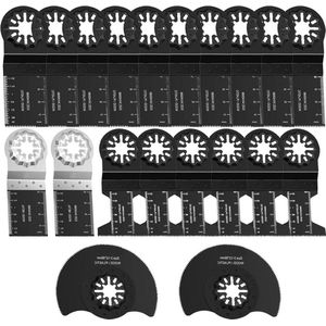 Zaagbladen set 20-delig voor hout kunststof metaal - Multitool accessoires voor Starlock Bosch Makita - Milwaukee Einhell Dremel Dewalt - zwart