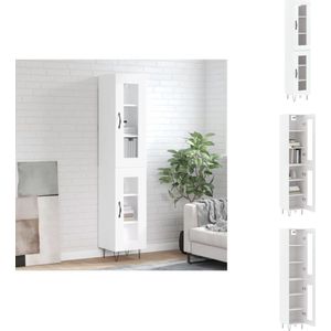 vidaXL Hoge Kast - Hoge Kasten - Dressoir - Buffetkast - Hoge kast 34,5x34x180 cm bewerkt hout wit