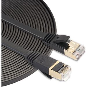 By Qubix internetkabel - 15m cat 7 Ultra dunne Flat Ethernet netwerk LAN kabel (10.000Mbps) - Zwart - UTP kabel - RJ45 - UTP kabel