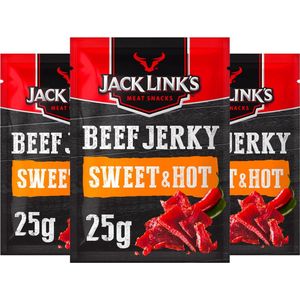 Jack Link's Beef Jerky Sweet & Hot - 3 stuks - 25 gram - Vleesconserven - Snacks - Fitness - Voordeelverpakking