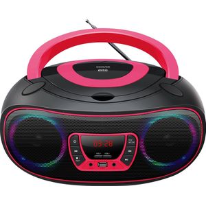 Denver Draagbare Radio CD Speler Kinderen - Bluetooth - Lichteffecten - Boombox - AUX - FM - TCL212BT - Roze