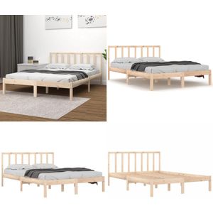 vidaXL Bedframe massief grenenhout 160x200 cm - Bedframe - Bedframes - Bed - Bedbodem