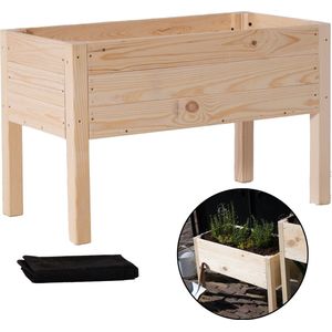 Muntel® Kweekbak - Plantenbak - Moestuin - Planten - Hout -Rechthoekig - Naturel - 40 x 80 x 50 Cm