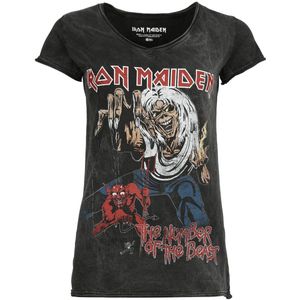 Iron Maiden The number of the beast T-shirt zwart XL Katoen Dames - Band merch, Bands