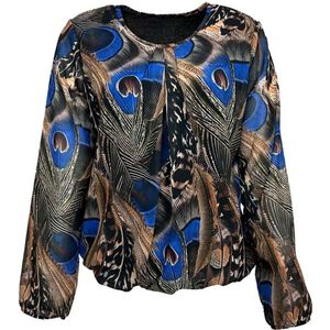 Blouse N201 kobalt print LM Pink Lady naam M