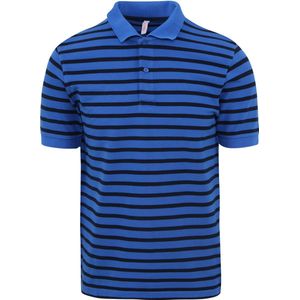 Sun68 - Poloshirt Strepen Royal Blauw - Modern-fit - Heren Poloshirt Maat XXL