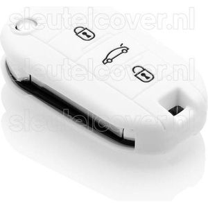 Autosleutel Hoesje geschikt voor Citroën - SleutelCover - Silicone Autosleutel Cover - Sleutelhoesje Wit