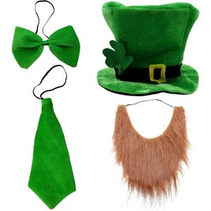 St. Patricks Day Party kostuum accessoires - hoed, boog, vlinderdas, baard en sjaal