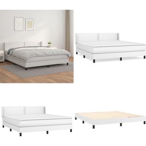 vidaXL Boxspring met matras kunstleer wit 160x200 cm - Boxspring - Boxsprings - Bed - Slaapmeubel
