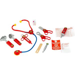 Klein Toys transparante artsenkoffer - incl. speelgoedinstrumenten - 27,5x9,5x23,5 cm - rood