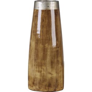 Beliani CYRENE - Decoratieve vaas - Donkere houtkleur - Terracotta