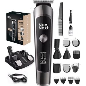 NueNext 6 in 1 Baardtrimmer PRO - Trimmer Baard & Lichaam - Neustrimmer - Bodygroomer - IPX6 Waterdicht - Incl. 6 opzetstukken
