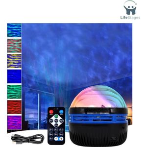 LifeStages - Noorderlicht Projector - 2 in 1 Noorderlicht - En - Zeegolven Projector - LED Sterrenhemel Projector - Noorderlicht Projector - Sterrenlicht Projector Met Afstandsbediening Voor Slaapkamer - Kinderkamer - Feestdecoratie