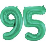 Folat Folie ballonnen - 95 jaar cijfer - glimmend groen - 86 cm - leeftijd feestartikelen