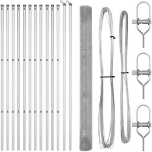 vidaXL - Gelast - Draadhek - met - 13 - Palen - 1,5x25 - m - Gegalvaniseerd - Staal