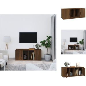 vidaXL TV-meubel Bruineiken 100x35x40 cm - Stevig - Praktische deur - Voldoende opbergruimte - Kast