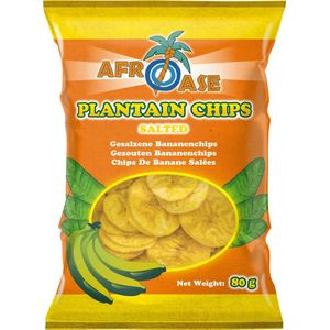 AFROASE - Bananen Chips Gezouten - 80g x 20stuks - Voordeelverpakking