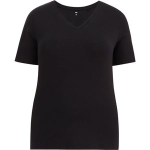 WE Fashion Dames T-shirt met V-hals - Curve