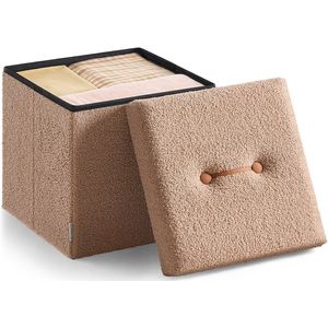 Kruk – Met Opbergruimte – 38 x 38 x 38 cm – Camelbruin – Handige Zitting