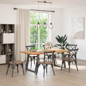 vidaXL Eettafel - Eettafels - Eetkamertafel - Keukentafel - Eettafel rechthoekig 200x100x74 cm massief eikenhout lichtbruin