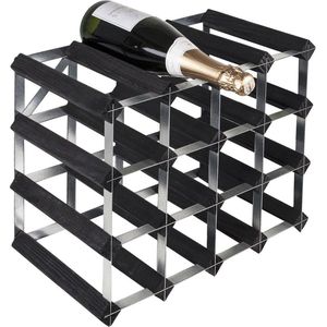 RTA Wineracks - Wijnrek 16 Flessen - Verzinkt Staal - Black Ash - 4x4