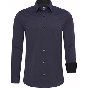 Rusty Neal - Heren Overhemden Overhemd Slim Fit - Blauw - Maat 3XL