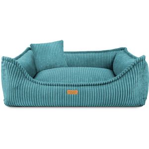 Denzoo Hondenmand Milano | Hondenbed | Hondensofa | Waterafstotend | Afneembare hoes | Orthopedisch Traagschuim | Turquise | XXL (L120xB90xH27cm)