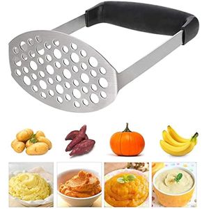 Ergonomische Roestvrijstalen Aardappelstamper voor Perfecte Puree en Groentes
