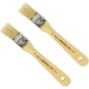 Kwast - 2x - met varkensharen - 25 mm breed - vernis kwast - verven - lakken