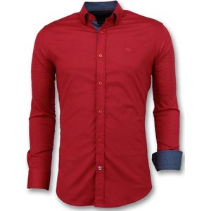 Heren Blanco Overhemden Italiaans - Slim Fit Blouse - 3037 - Rood