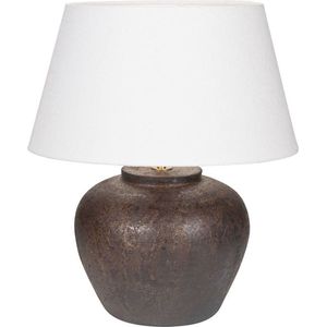 Keramiek tafellamp Mini Tom | 1 lichts | bruin / creme | keramiek / stof | Ø 25 cm | 44 cm hoog | landelijk / sfeervol / klassiek design