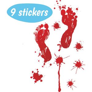 Halloween Raamstickers - Nep Bloed Voetstappen - 9 Stickers - Raamdecoratie Stickers - Halloween Decoratie Versiering