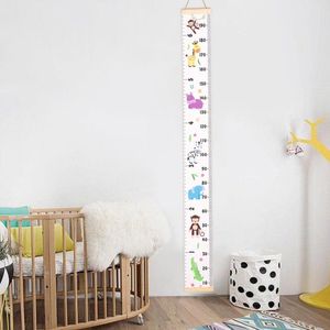 Maison Extravagante - Groeimeter Dierentuin - Canvas meetlat kind - hout - 190 x 20 cm - Babykamer accessoires - Kinderkamer decoratie - Decoratie Meetlint - Wanddecoratie - Kraamcadeau