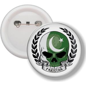 Button Met Speld - Schedel Vlag Pakistan