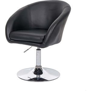 Eetkamerstoel MCW-F19, keukenstoel draaistoel loungestoel, in hoogte verstelbaar ~ kunstleer zwart