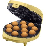 Bestron Cake Pop Maker, Wafelijzer voor 12 Cake Pops, inclusief Cake Pop Butler, 12 Stokjes & Vork, met antiaanbaklaag & indicatielampje, 700W, kleur: geel