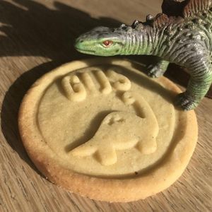 Koekstempel dino en naam van je kind - koekjes bakken