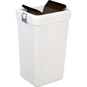 Motek® - Comfort - Prullenbak- 40 L - Gesloten - Sensitive Deksel - Afvalbak van de Nieuwe Generatie - Gemaakt van 100% Gerecycled Kunststof - Wit