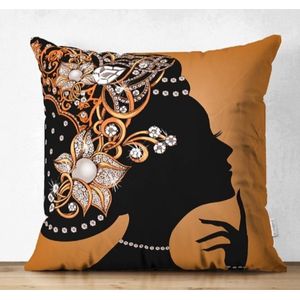 Kussenhoes Velvet - Afrikaanse vrouw met sieraden - 45x45 - kussensloop - Huis decoratie