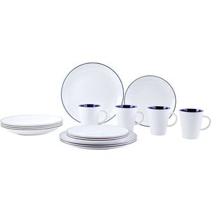 Gimex Camping Servies Set Linea Blauw 16-dlg. wit Blauw