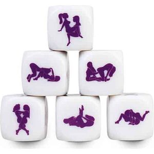 Secretplay 100% Games - Erotische Dobbelsteen voor Lesbiennes - Verschillende Standjes - 25mm - Wit en Paars