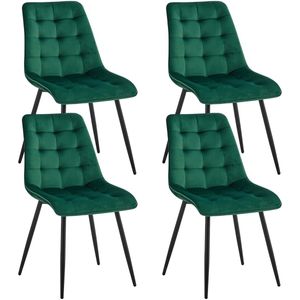 Buylin Eetkamerstoelen Set van 4 - Eettafel Stoelen - Stoelen Eetkamerstoelen - Set van 4 - Fluweel - Velvet - Metaal Onderstel - Gewatteerde Zitting - Groen