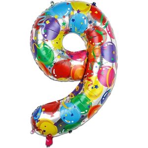 LUQ - Cijfer Ballonnen - Cijfer Ballon 9 Jaar Balloon XL Groot - Helium Verjaardag Versiering Feestversiering Folieballon